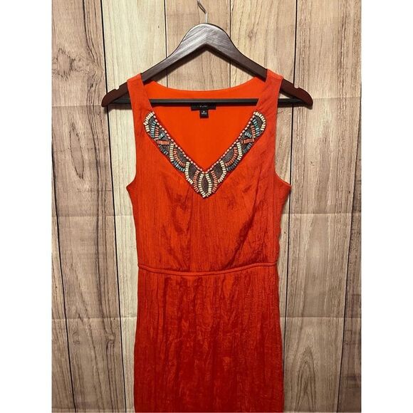 AGB Medium orange sleeveless beaded maxi summer dress - Picture 3 of 8